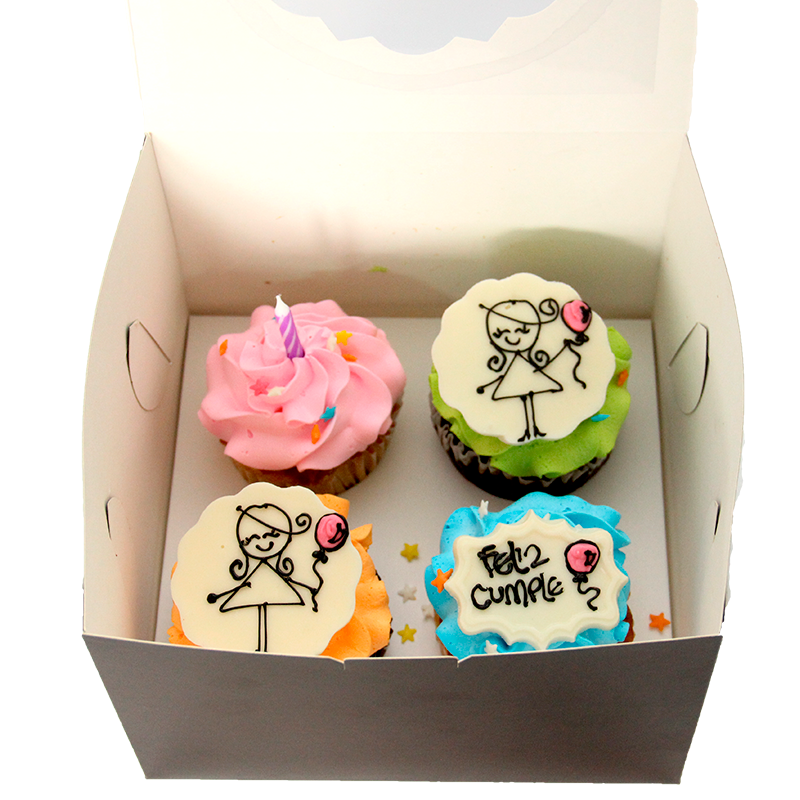 Noveno contar Por ley Cupcake x4 Unidades, diseño colorido Feliz Cumple Almara :: Reposteria -  Regalos - Chocolateria | Chocolates Pleasure | Cupcakes en Laureles