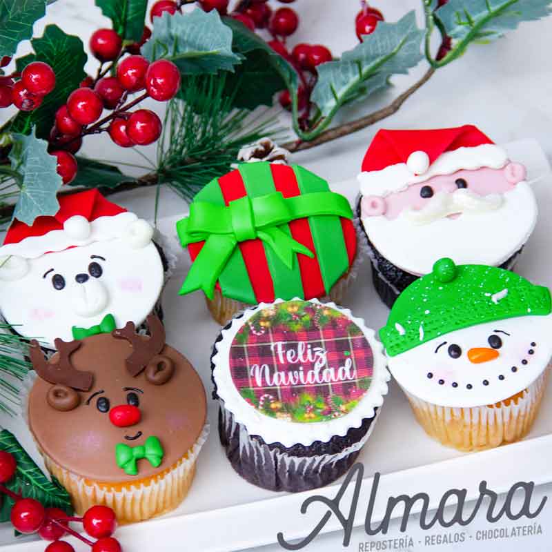 Cupcakes Navideños *6 unidades Almara :: Reposteria - Regalos -  Chocolateria | Chocolates Pleasure | Cupcakes en Laureles